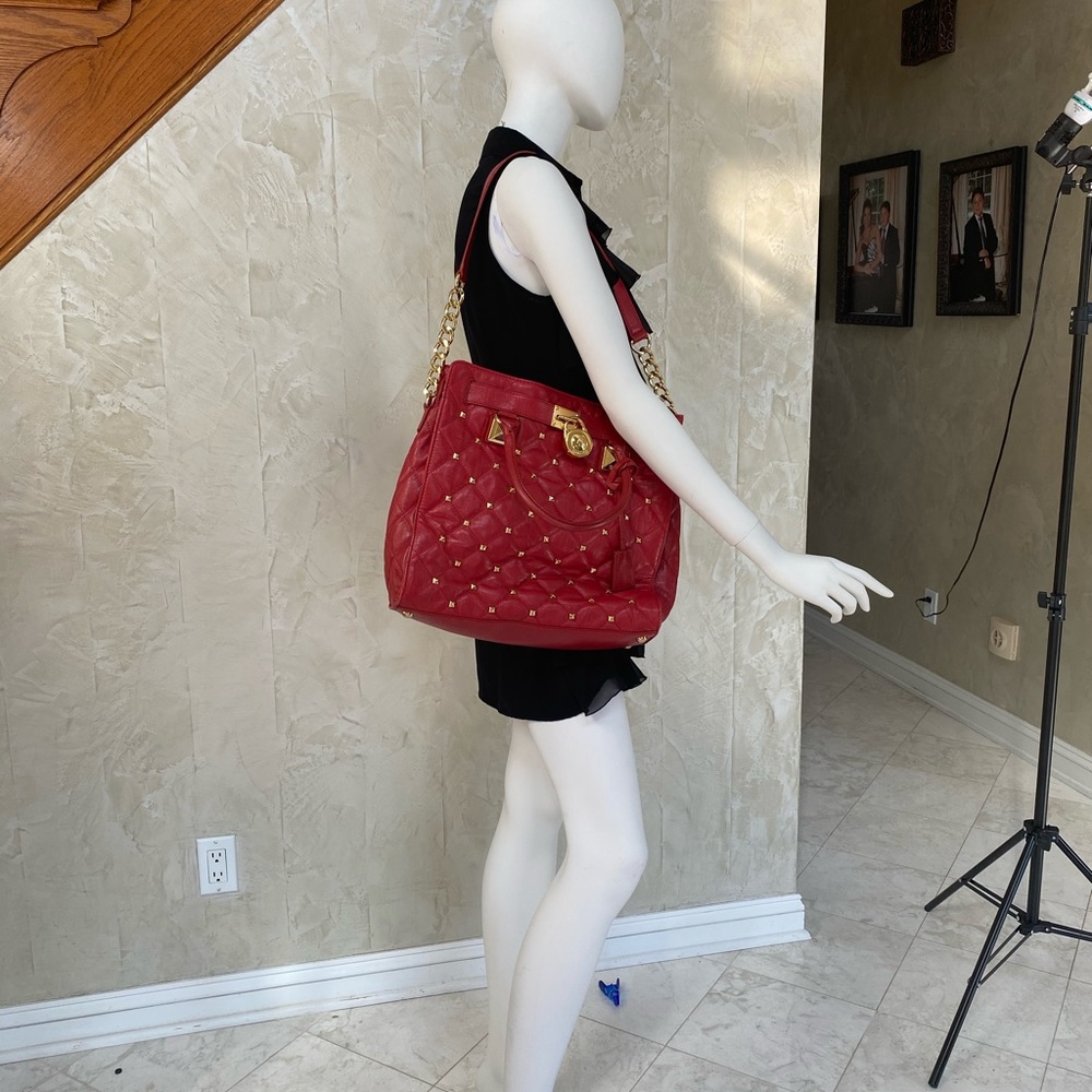 NWOT Michael Kors Red Studded Hamilton Bag